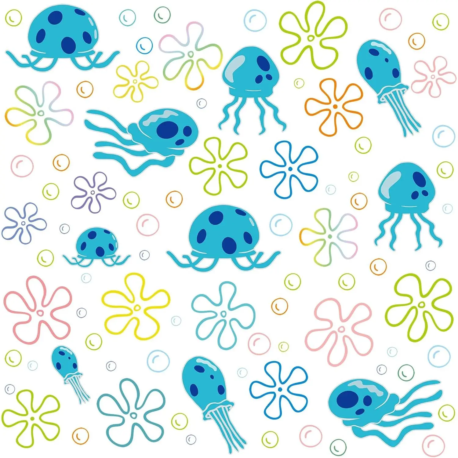117 PCS Jellyfish Bubbles Wall Stickers Under The Sea Birthday Party Decorations Ocean Wall Decals Summer Party Supplies Wall Decor for Bathroom Nursery Bedroom Home School Car