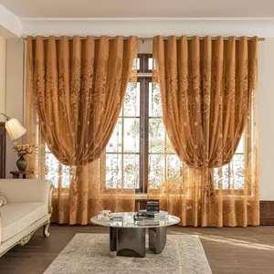 Luxury European Embroidered Curtains Set, Window Curtain, Floral Design, Ideal for Bedroom Living Room Office Home Decor