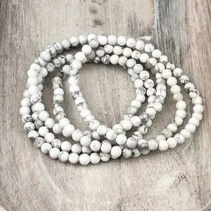 Howlite Crystal Bracelet 4mm Beads for Calm Clarity and Emotional Balance Minimalist Stretch Gemstone Jewelry for Peaceful Souls Women's Natural Intention Stone Bead Bracelet