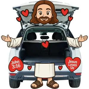 Jesus Loves Us Trunk or Treat Outdoor Decorations Kit, Jesus John 3:16 Religious Trunk or Treat Halloween Decorations for SUV Car Archway Garage Door Party Decorations