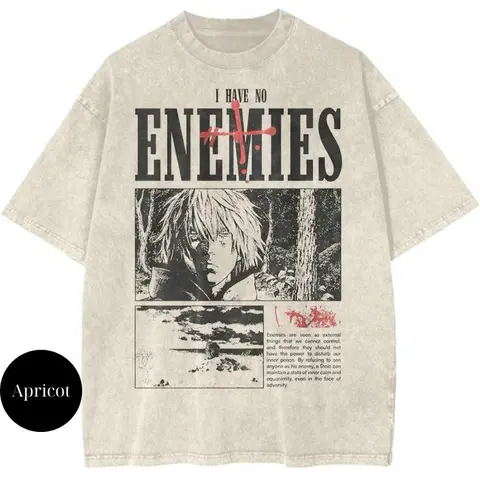 Men's Vinland Saga Thorfinn Character Art Cotton Crew Neck Short-Sleeve T-Shirt - Distressed Vintage Graphic, Fitted Menswear Streetwear Clothing (Medium, Hand Wash Only)
