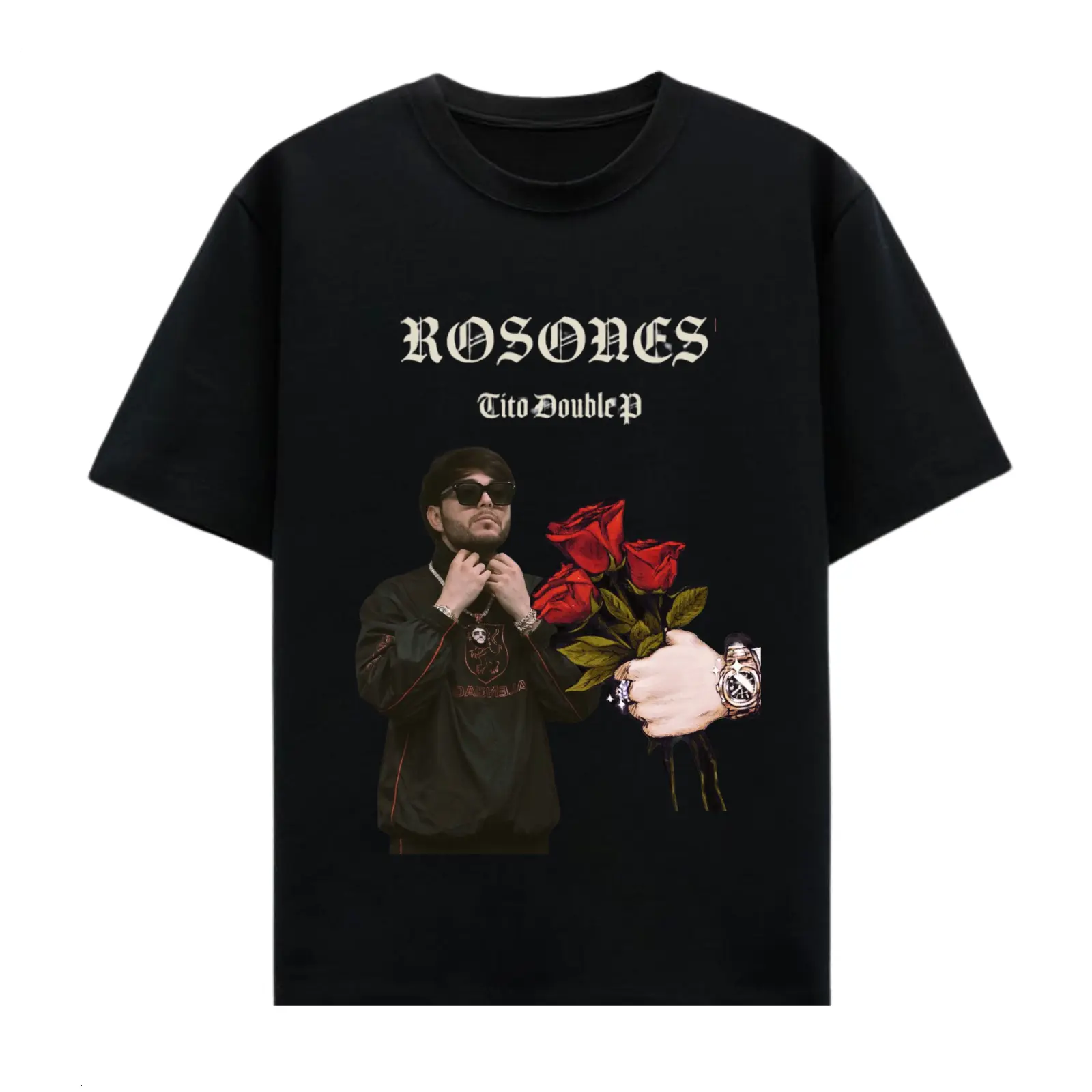 Tit0 D0uble P Rosones Graphic Tee | Bold Latin Streetwear Shirt for Music Lovers unisex