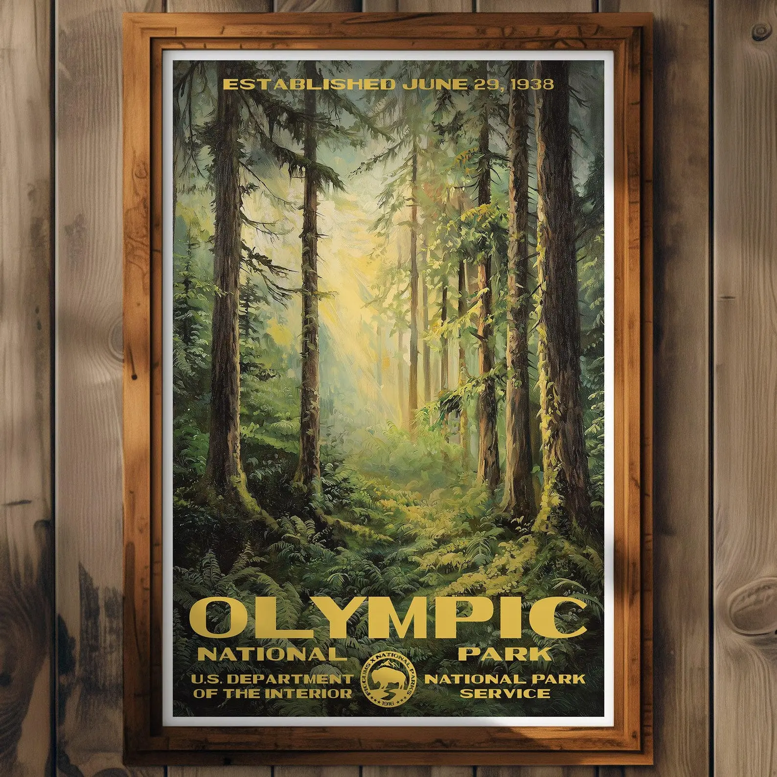Olympic National Park Poster, Washington Travel Print, Home Decor, Wall Art Painting, Hiking Gift