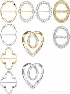 10-Pack Easy-Use Scarf Clips for T-Shirts, Tie Clip for Women's Shirts, Waist Tightener for Loose T-Shirts, Clothes Scarf Buckle, Brooches