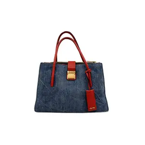 Pre-owned miu miu denim Tote Bags Push Lock Convertible Tote Bag (4900000217353)