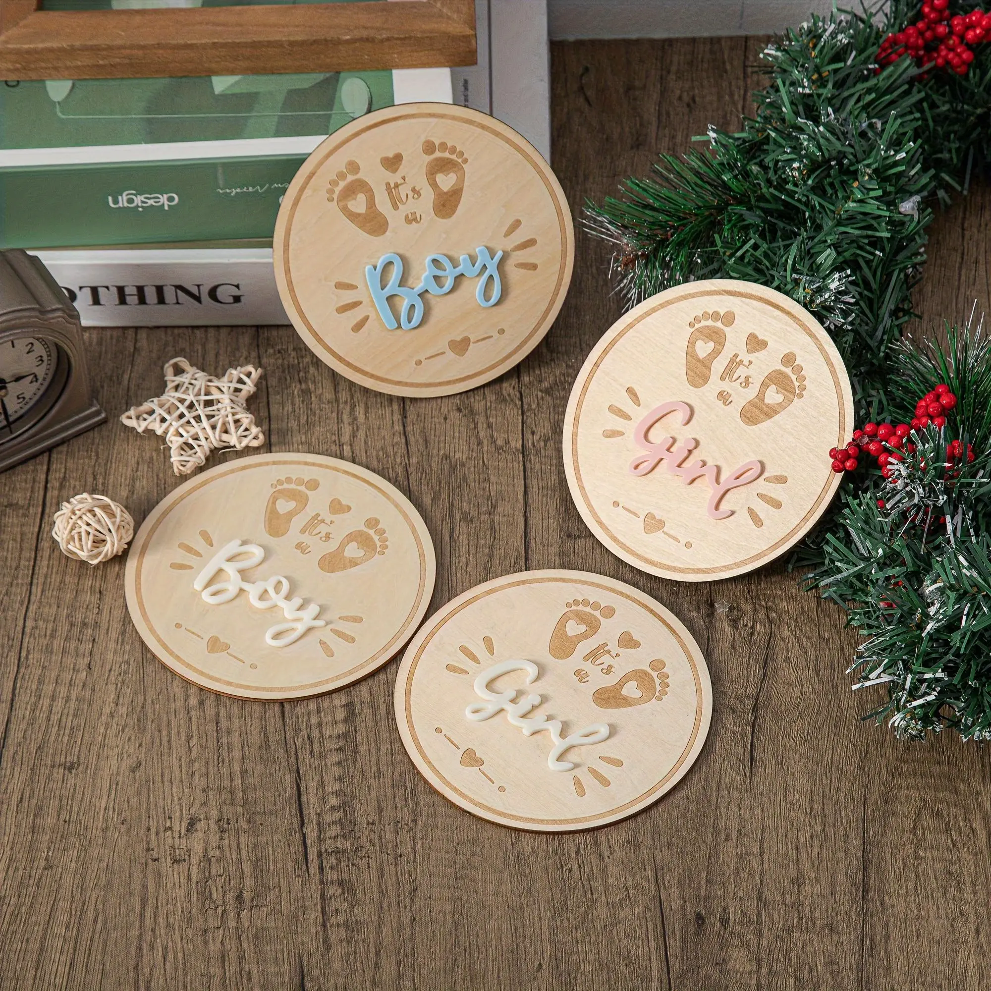Wooden Birth Announcement Board, Boy and Girl Gender Reveal, Baby Shower Keepsake, Photography Prop, Indoor Decor, Festive Decoration, Christmas Decoration, Party Decoration Supplies, Party Supply, Wooden Decorative Ornaments