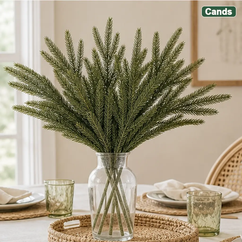 12 Pcs Faux Norfolk Pine Cedar Branches, Waterproof Artificial Christmas Greenery Stems for DIY Crafts, Xmas Ornaments & Home Room Decoration