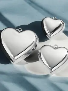 304 Stainless Steel Polished Large Heart Pendant, Handmade Bracelet Necklace DIY Jewelry, Daily Wear Accessories