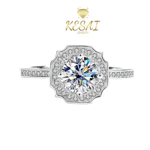 [B016]S925 Sterling Silver Harewins Square Wrap moissanite Ring