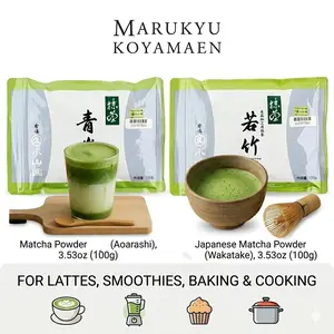 MARUKYU KOYAMAEN Wakatake Matcha Powder 100g - Premium for Lattes, Baking, Desserts & Drinks - Authentic Japanese Green Tea Fresh Green Tea Aroma For Drinks & Cooking Traditional Flavor