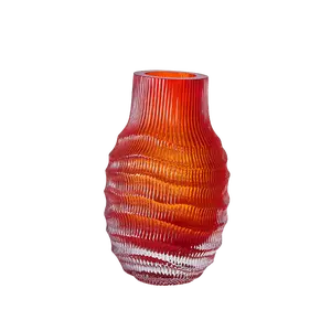 「Quicksand」Handmade-Glass Vase Two-color Murano Collector's Grade Art Vase | Sunset Orange × Rising Sun Yellow | Handcrafted Glass Sculpture at 1400℃ High Temperature