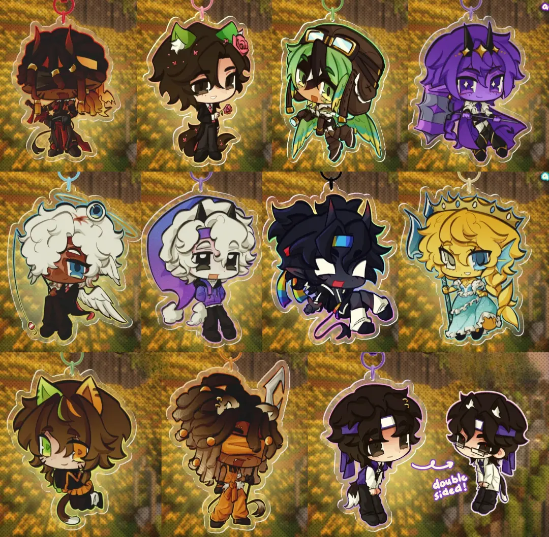 Unstable Universe SMP Keychain - [UU] Manepear, Flamefrags, Wifies-Evilfies, ParrotX2, Wemmbu, Eggchan, Planetlord, SpokeIsHere, PrinceZam, Kenadian, Wato1874 Acrylic Keychains