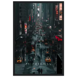 Foggy Downtown - Shatterproof plexiglass Wooden Framed Poster
