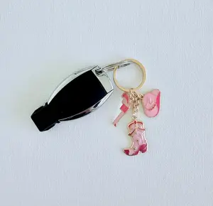 Cowgirl Boot Keyring, Cowgirl Charm Keychain, Cowboy Boot Enamel Keychain, Western Boot Hat Revolver Charms, Valentine's Gift, Gift for Her