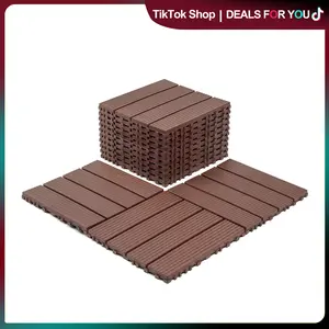 44 PCS 12x12 Inch Interlocking Deck Tiles - Waterproof All-Weather Outdoor Patio Flooring for Pool, Balcony, Backyard, Porch & Garden foam marble wpc frameless shower door Reinforced Garage Screen Adjustable Reversible Drywall Taping Tool Set