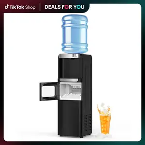 【Deals For You Days】COWSAR Water Dispenser with Ice Maker Function, Top Loading Hot and Cold Water Cooler for 5 Gallon Bottle - Includes Child Safety Lock - Water Machine for Home, Office, Garage - Black summerwins