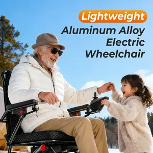 42Lbs Ultralight Foldable Wheelchair w/ On-Board & Removable Battery Charging, 15Ah Fast-Charge LiFePO4, 350Lbs All-Terrain Power Chair for Travel