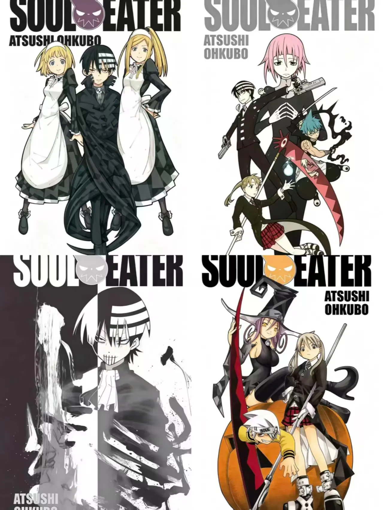 Soul Eater Anime Wall Art Prints, Exclusive Black-White & Colorful Manga Cover Designs with Death the Kid, Maka, Soul, High-Quality Poster Paper, Easy-to-Hang Home Decor for Anime Fans