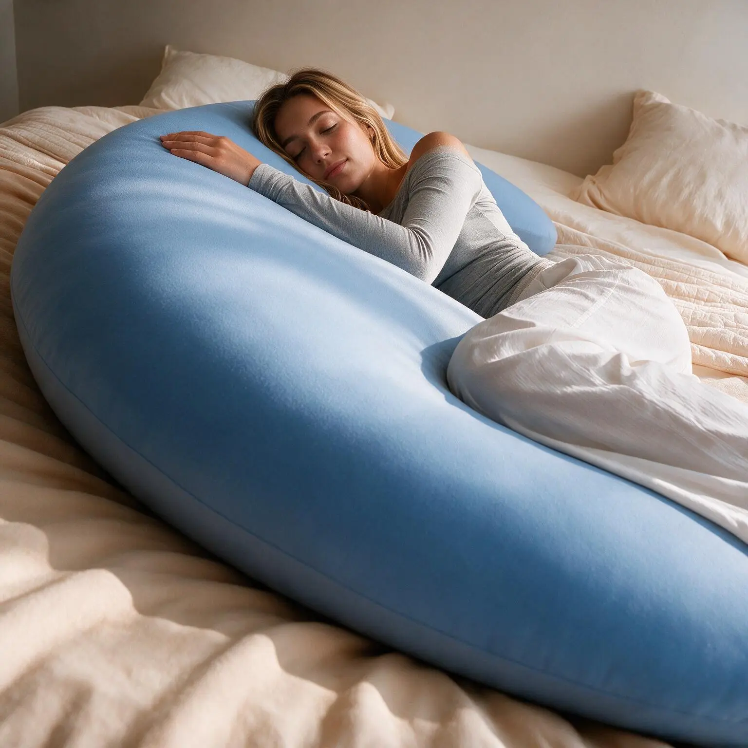 Large Size Ergonomic Plush Bed Rest Cushion, Skin-Friendly Lumbar Back Support Pillow for Reading, Watching TV on Bed, Sofa, Dorm