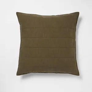 Euro Space Dyed Cotton Linen Sham Olive - Threshold: Woven Texture, Zipper Closure, OEKO-TEX Certified