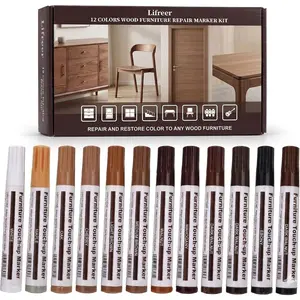 12 Colors Furniture Touch Up Markers, Wood Scratch Repair for Scratches, Scuffs, Nicks on Furniture, Cabinets, Wood Floors, Tables, Doors, Trim & Bedposts