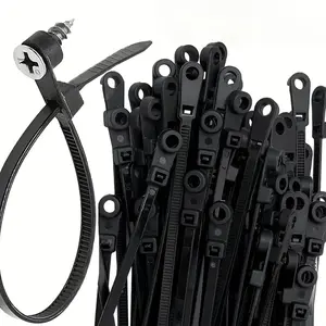 100pcs Creative Nylon Cable Ties with Screw Mounting Hole, Self Locking Loop Wrap Bundle Ties Strap, DIY Office Cables Wire Fasten Organizer
