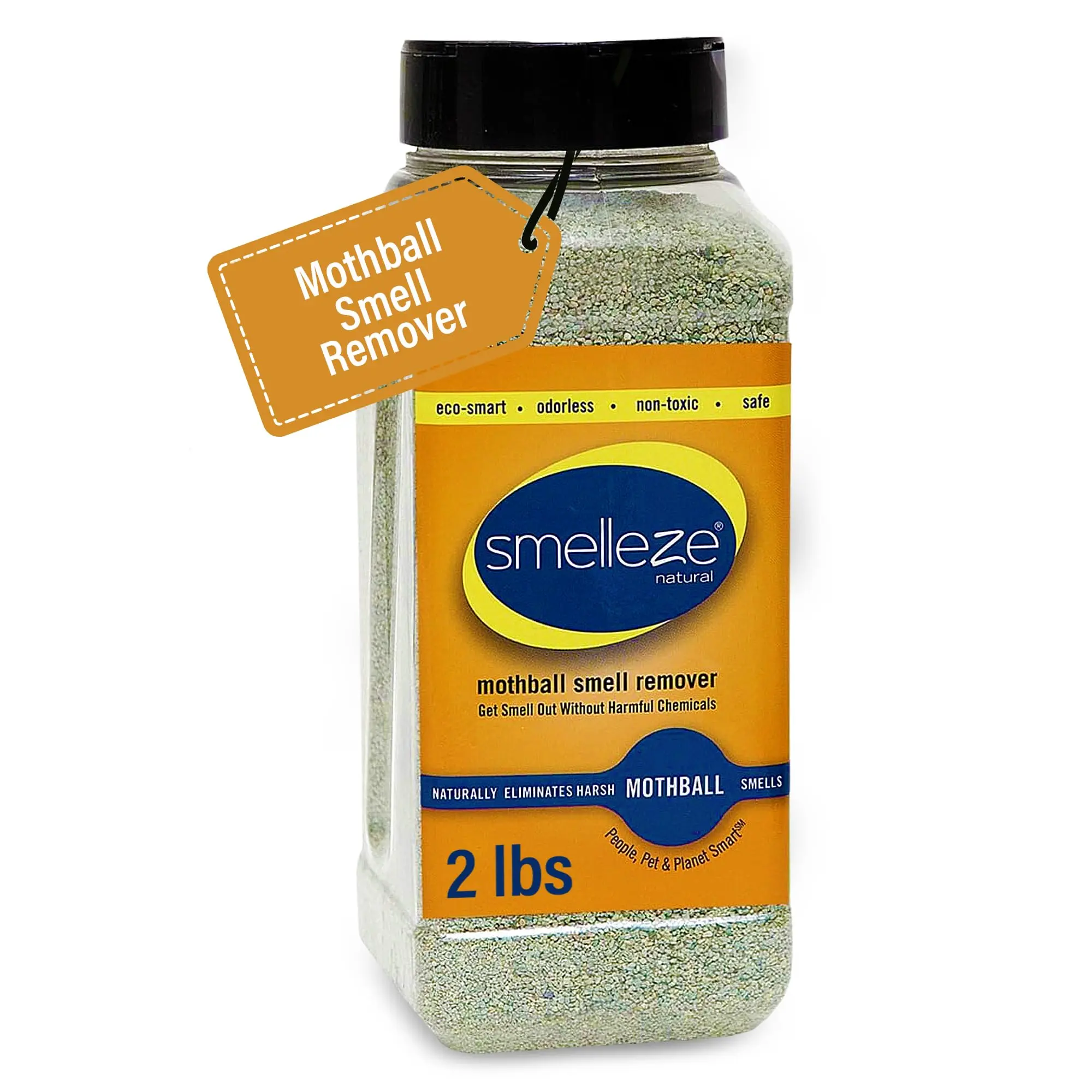SMELLEZE Natural Mothball Smell Remover Deodorizer: 2 lb. Granules Gets Mothball Fumes & Odor Out