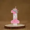 1pc Shiny 3D Number 4 Birthday Candle with Pink Crown and Rhinestone Accents - Cake Decoration Candle for Princess-Themed Parties and Anniversary Celebrations, Birthday Cake Candles