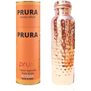 Hammered Copper Water Bottle – Pure Copper Water Vessel - Ayurvedic Water Bottle – Drink More Water – Large - Leak Proof