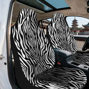 2pcs, Abstract Zebra Stripes Print Front Seat Covers, Keeps Front Seats Clean During Everyday Driving, Elegant Front Seat Covers for Modern Car Design, Reliable Front Seat Covers for Commuters
