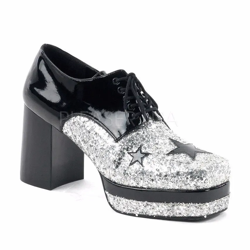 Women's GLAMROCK-02 Silver Metallic Accent Platform High Heel Ballet Flats, Stylish Classy Elegant Fashion Shoe, Footwear, High Heels, Fashion Apparel, Heeled Ballet Flats, Retro, 3.5 In, Night Out, Silver Ballet Flats