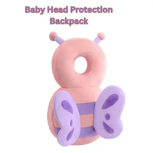 Christmas Gift Toddler Head Protector Backpack – Baby Head Safety Cushion for Crawling & Walking, Lightweight Soft Pad with Cartoon Pink Butterfly Design