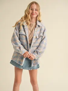 Heart and Arrow Houndstooth Shacket for Girls - Tween Kids Fashion