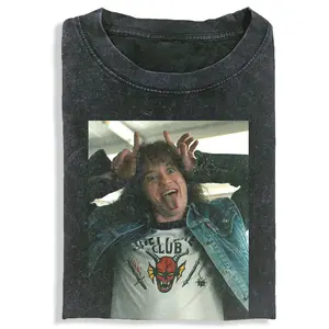 STRANGER THINGS Printed Design Unisex Vintage Crew Neck Regular Fit Cotton Fabric Casual Comfort Breathable Short Sleeve Funny T-shirts Fashion Men&Women's Top for Daily Wear 121507