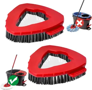 Scrub Brush, 2 Pcs Spin Mop Scrub Brush Head & Mop Head Compatible for O Cedar EasyWring 1-Tank System, Hard Bristle Cleaning Brush for Summer Pool Steps, Bathroom Tile, and Outdoor Patio, Stiff Bristles （No Bucket or Handle）