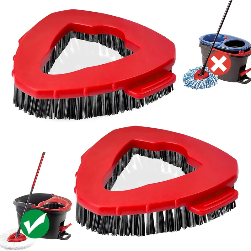 Microfiber Mop Head Refills - Spin Mop Replacements for O Cedar EasyWring 1-Tank System, Stiff Bristles Scrub Heads, Inner Triangular Rim 4'' Hard Surface Cleaners, Car-Wash Ready Bathroom Tile Cleaning Attachments