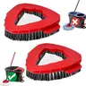 Microfiber Mop Head Refills - Spin Mop Replacements for O Cedar EasyWring 1-Tank System, Stiff Bristles Scrub Heads, Inner Triangular Rim 4'' Hard Surface Cleaners, Car-Wash Ready Bathroom Tile Cleaning Attachments