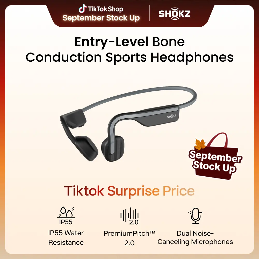 SHOKZ OpenMove - Open-Ear Bluetooth Sport Headphones - Bone Conduction Wireless Earphones - Sweatproof for Running and Workouts
