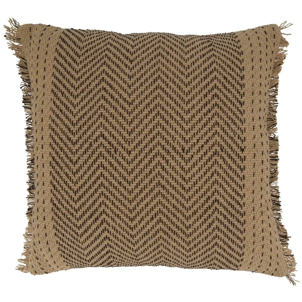 Saro Lifestyle 1229.N22SD Natural Cotton Kantha Stitch Down-Filled Oblong Pillow - 2 x 2 in, Chevron Print, Eastern Flair
