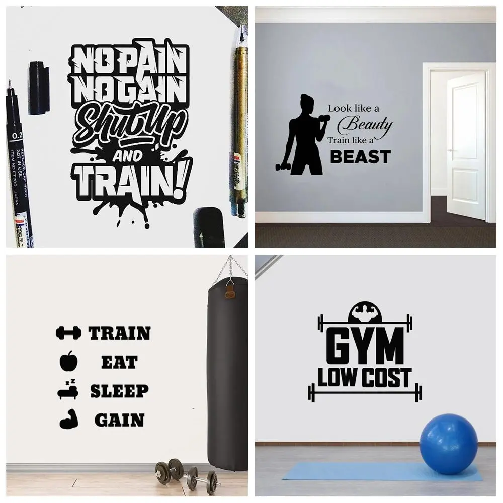 GYM Self Adhesive Vinyl Waterproof Wall Art Decal Wall Stickers Waterproof Wallpaper