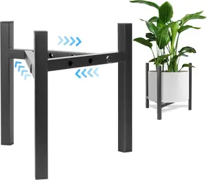 Plant Stand Indoor Adjustable, Metal Modern Plant Stand, Heavy Duty Stable Plant Pot Flower Holder Indoor Outdoor Corner, Fit 8 9 10 11 12 inch Pots, Black (Pot & Plant Not Included)