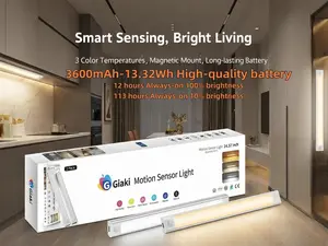 GIAKI 3600mAh Under Cabinet Light 2 pack, Motion sensor Light, 12h -113h Always bright，Perfect for kitchens, bedrooms,, tool sheds, porches, staircases, garages, camping, patio awnings, wardrobes, storage cabinets,display shelves tiktokshopspringglowup