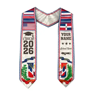 Personalized Dominicans American Flag Graduation Sash 2026, Dominican Republic Graduation Stole Customize 2026, Custom Graduation Stole 2026
