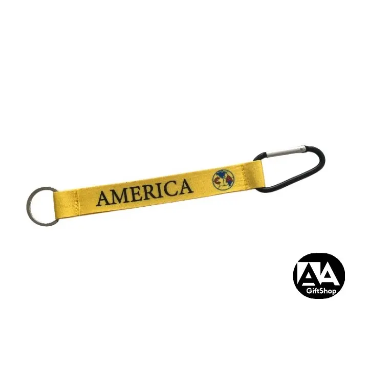America Key Chain Key Holder Soccer Team Americaa - Yellow Design with "AMERICA" Text, Keyring Attachment