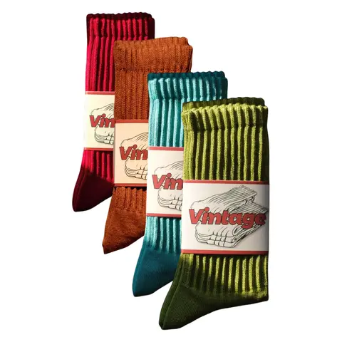4 Pairs of Men and Women Socks 98% Cotton Crew Socks Featuring a Mix of Striped And Solid Colors, Designed As Long Socks That Are Breathable And Moisture-Wicking. Making Them Ideal for Fitness, Basketball
