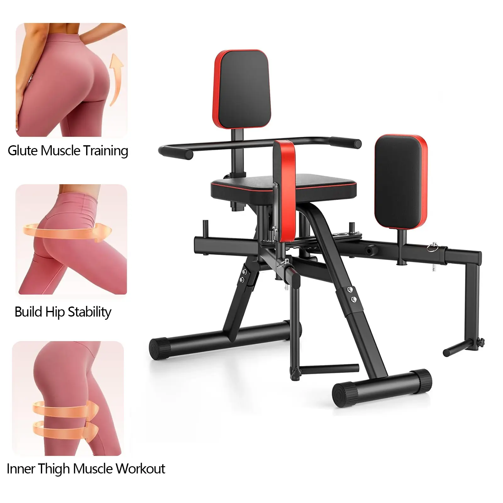2-in-1 Hip Abductor & Adductor Machine, Adjustable Glute Trainer, 330lbs Weight Capacity, Thigh Workout Equipment for Home Gym