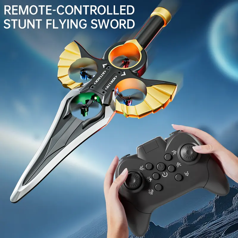 Stunt Flying Sword Drone - Remote-Controlled Drone with Included Controller for Indoor, Outdoor Play pocket