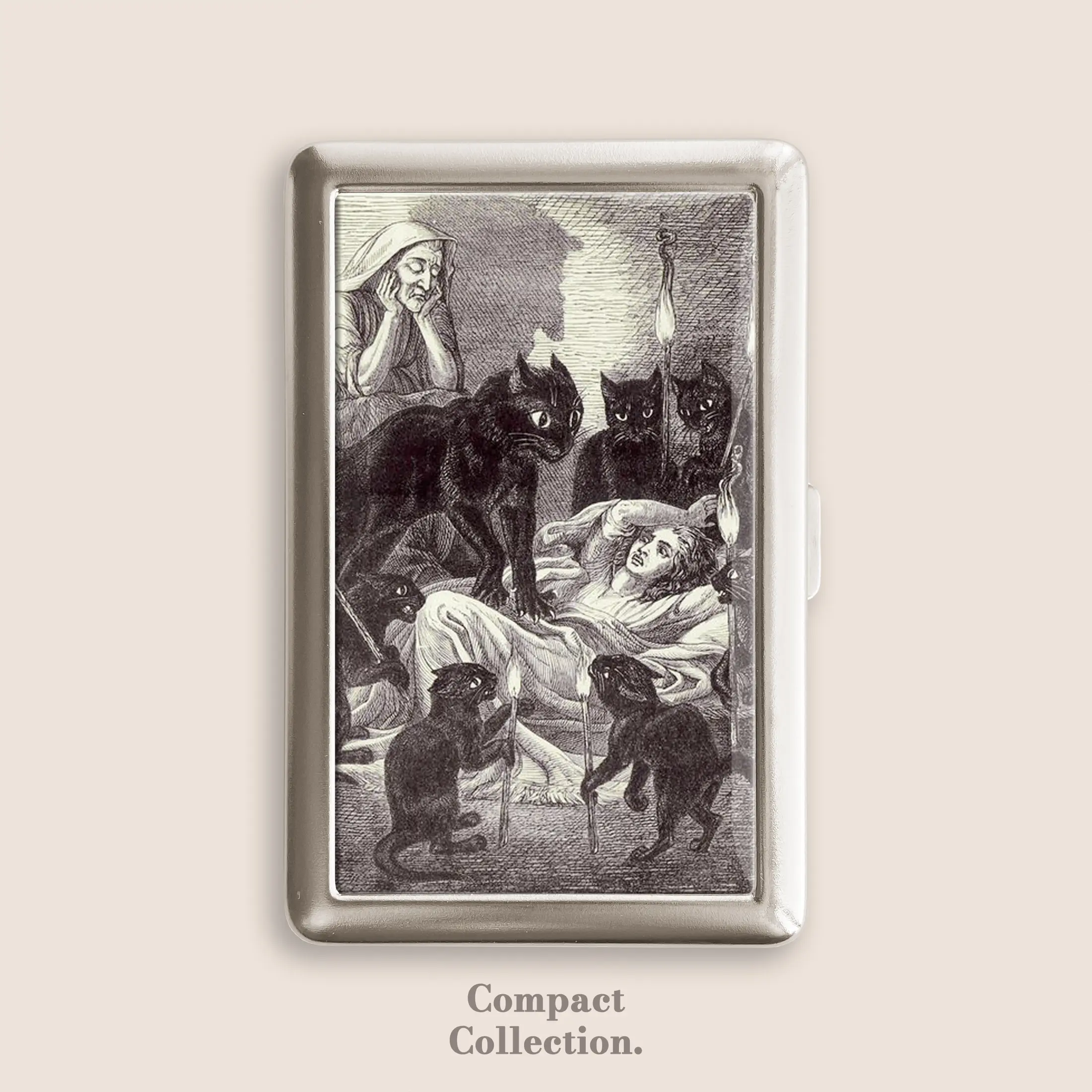 Black Cat Attack Cigarrette Case Zigarettenetui Wallet Vintage Metal 100s Box Blunt Holder Funny Gifts Boyfriend Father's Day Under 100 Dollars Graduation Gift