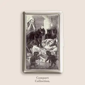 Black Cat Attack Cigarrette Case Zigarettenetui Wallet Vintage Metal 100s Box Blunt Holder Funny Gifts Boyfriend Father's Day Under 100 Dollars Graduation Gift