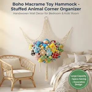 Bohemian Woven Hammock for Kids' Toys, Storage & Decoration, Instantly Upgrade Your Room, No More Floor Clutter